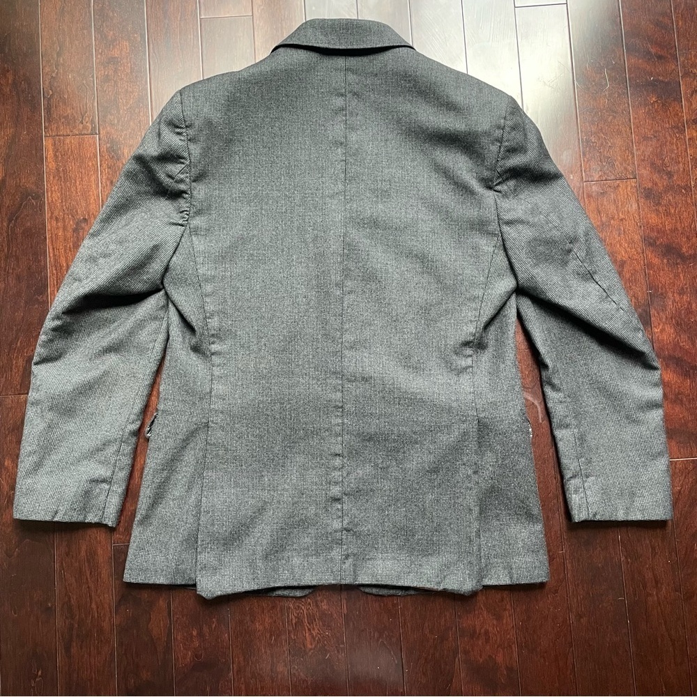 2023 JOS A BANK Gray Check blazer coat 42R Wool snd Cashmere Slim Fit - Picture 4 of 9